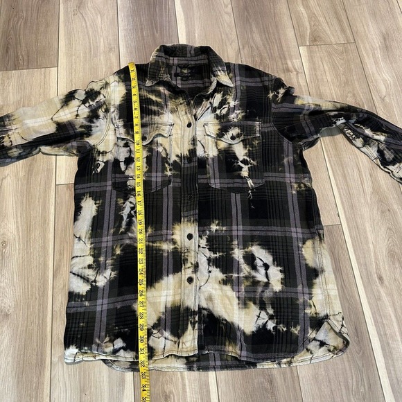 All Saints Lily Check Shacket Shirt Dress Flannel Size 8 Tie Dye Black - Picture 8 of 8